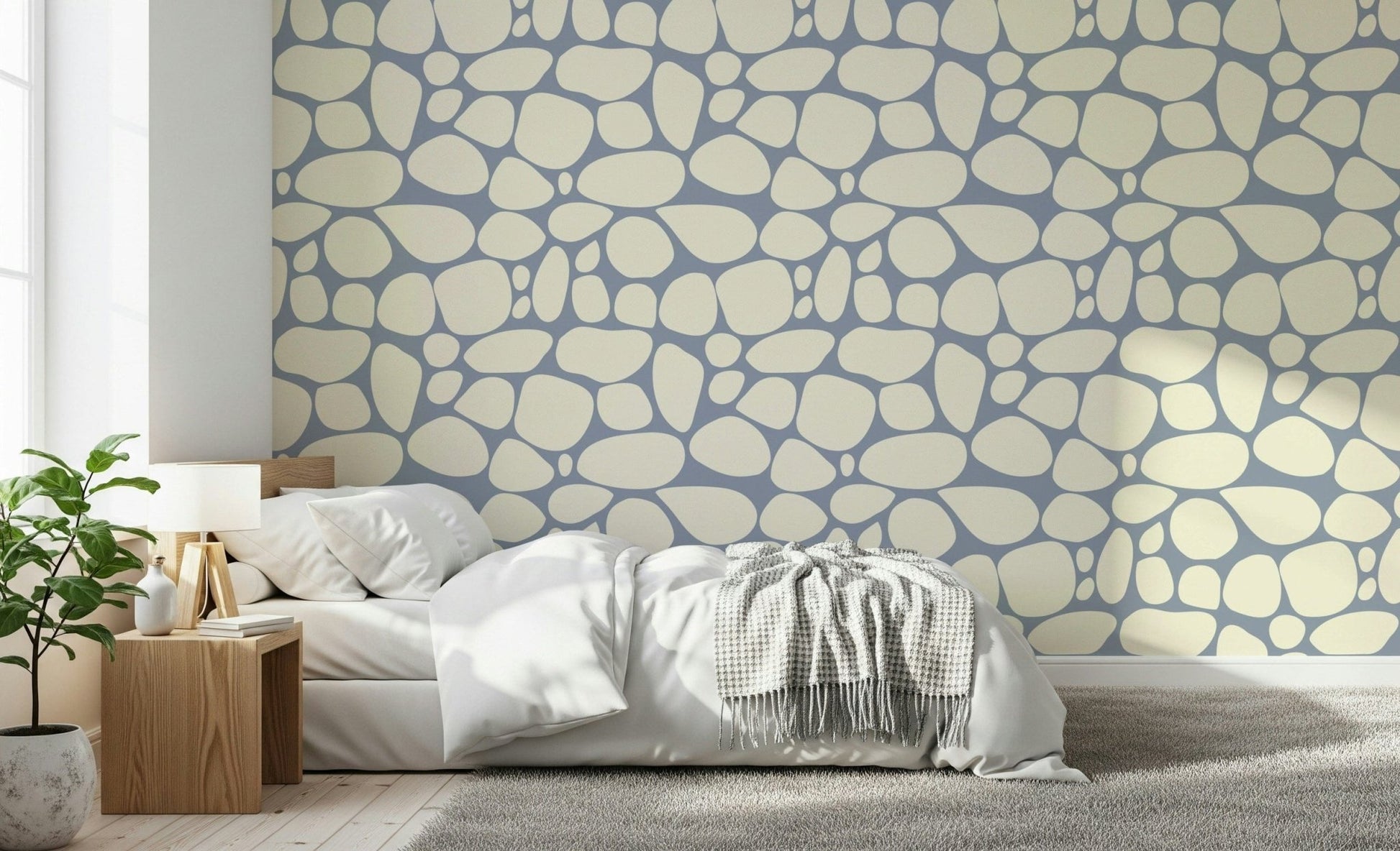 Abstract pebble River Rocks design stone-like wallpaper.