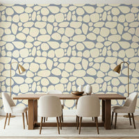 Stylish interior River Rocks wallpaper organic surface print.