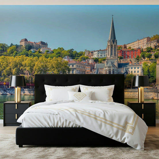 Riverside Charm: Lyon wallpaper showing historic buildings by the water., GD7621