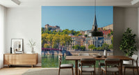 Riverside Charm: Lyon wallpaper with wide river scenery for dining areas.