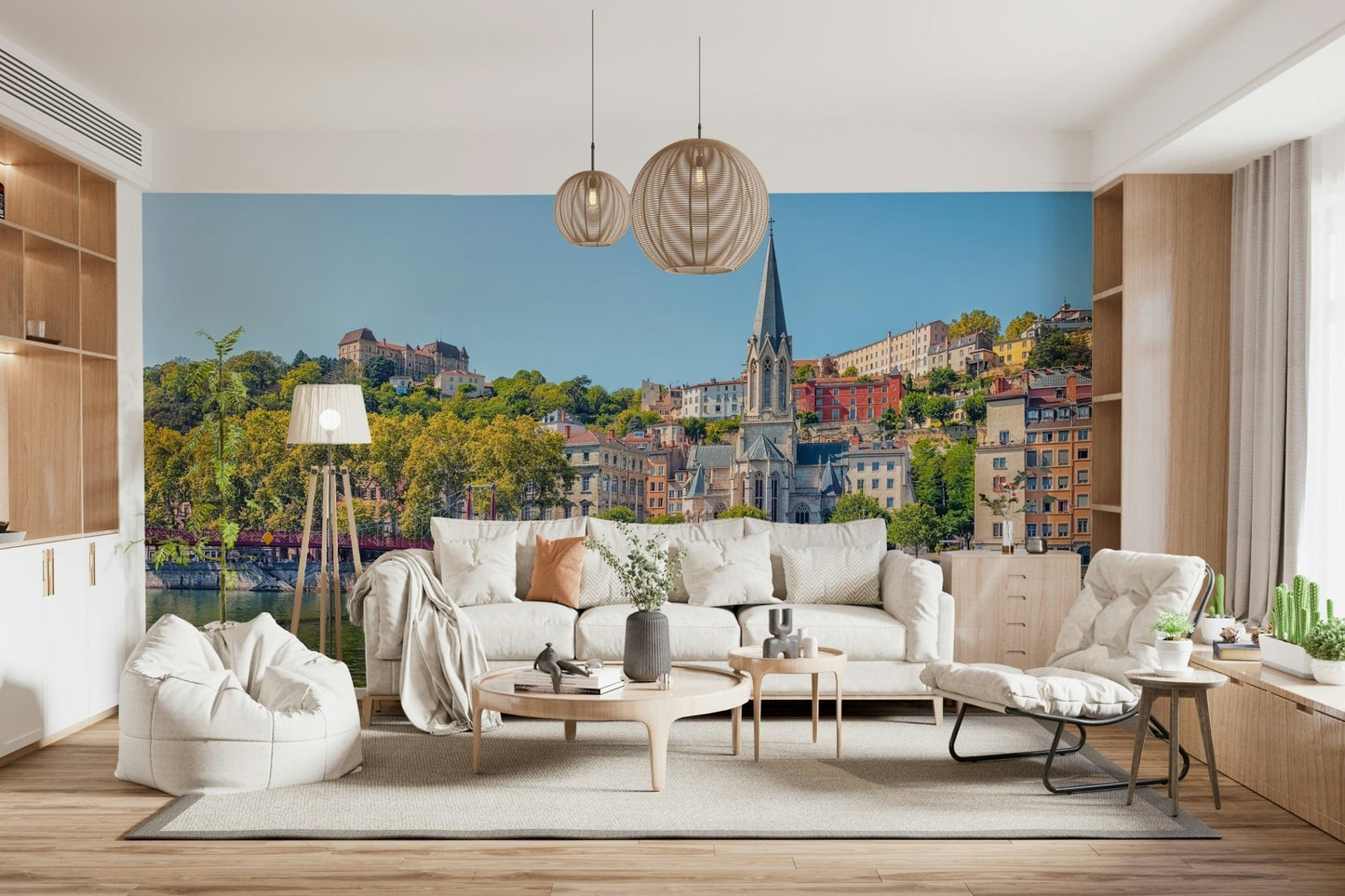 Riverside Charm: Lyon wallpaper for a relaxing vintage style lounge area.