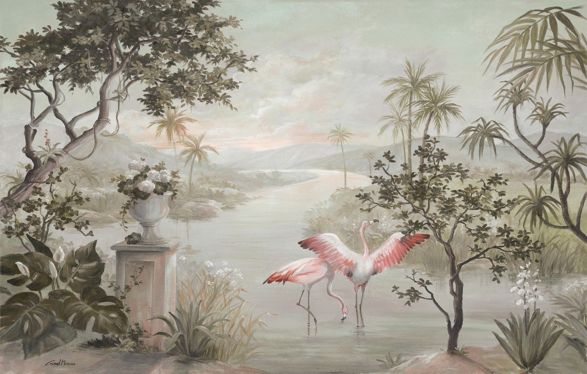 Riverside Flamingo wallpaper mural, A357