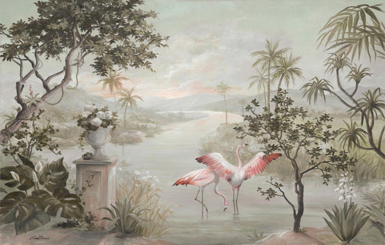 Riverside Flamingo wallpaper mural, A357