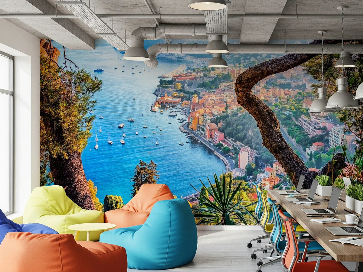 Riviera Vista Wall Mural wallpaper mural in a coastal living room., GD7988