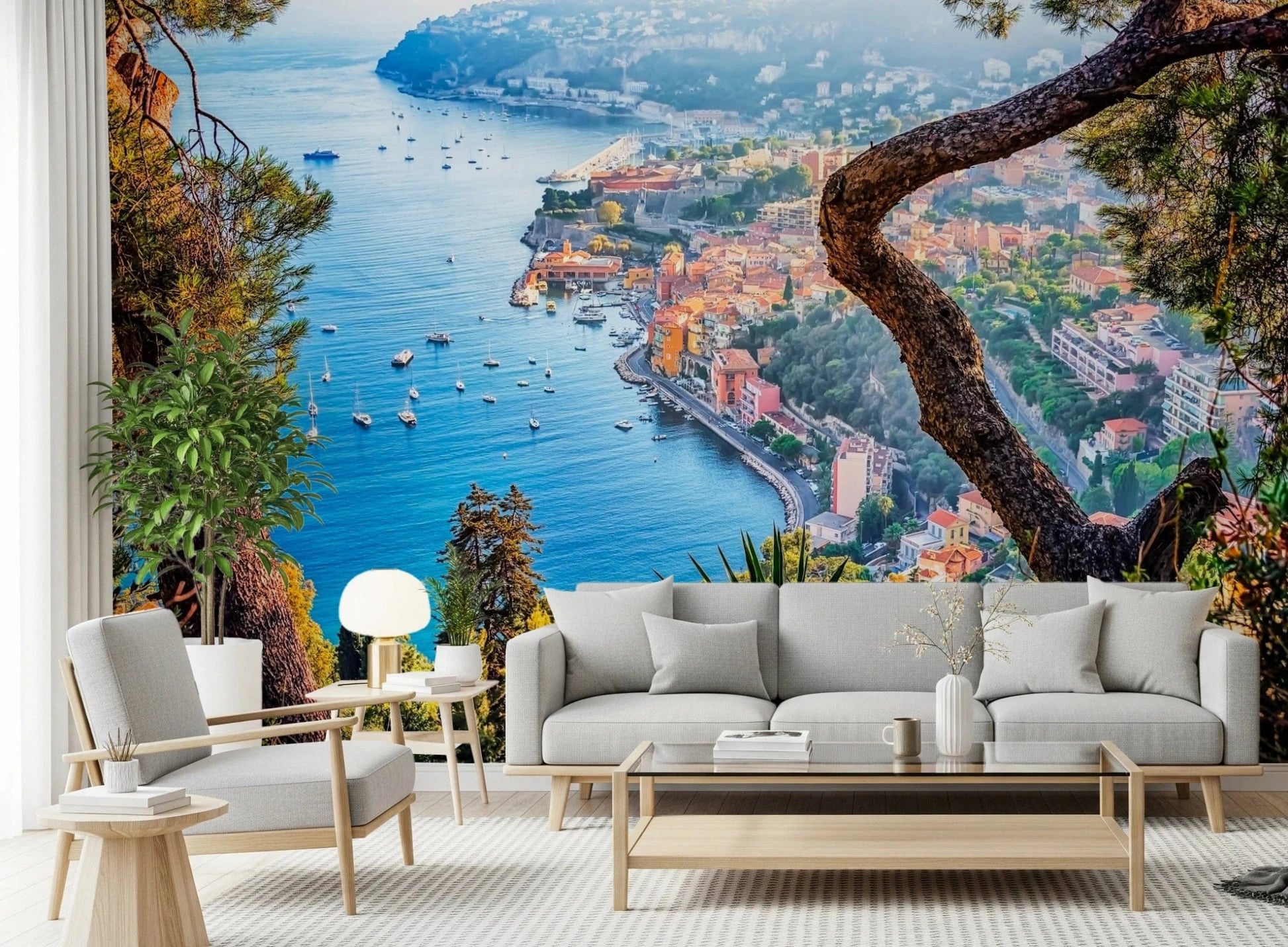 Riviera Vista Wall Mural wallpaper mural for a guest room accent wall.