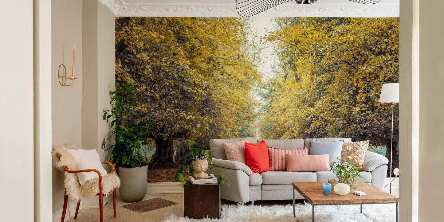 Seasonal autumn landscape mural
