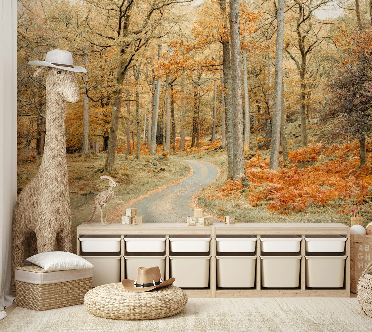 Winding road through forest mural wallpaper, GD2650