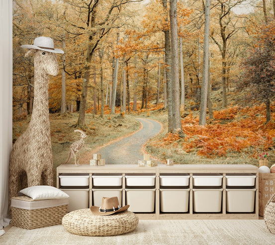 Winding road through forest mural wallpaper, GD2650