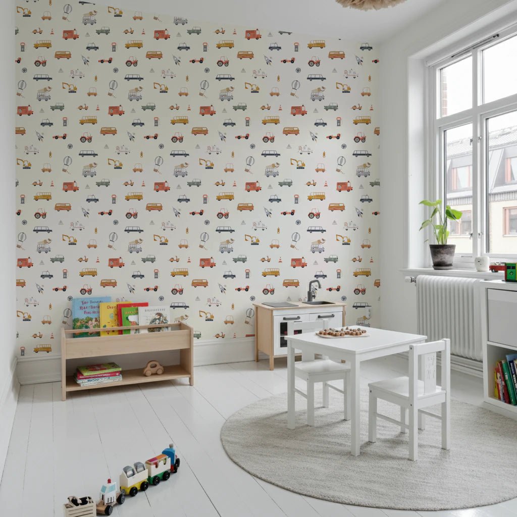 Road Trip Fun wallpaper with cars and rockets