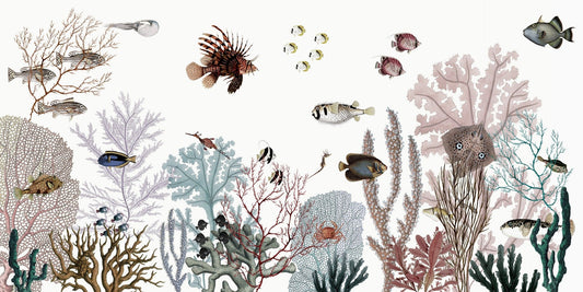 Roaring Reef White Wallpaper Murals