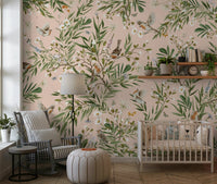 Minimalist spring garden wallpaper for a peaceful study or reading corner.