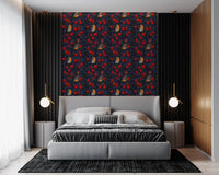 Robins Apple Tree wallpaper with scarlet apples and dark leafy branches, GD9110