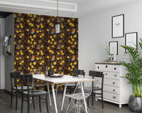 Robins in the apple tree/yellow and dark brown Wallpaper⁠, GD9109