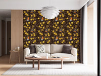 Robins in the apple tree/yellow and dark brown Wallpaper⁠, GD9109