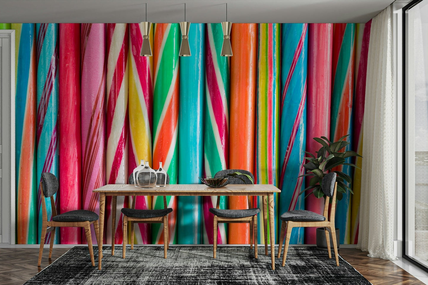 Rock Sweets Wall Mural showcasing colorful candy lollipops and treats, GD1948
