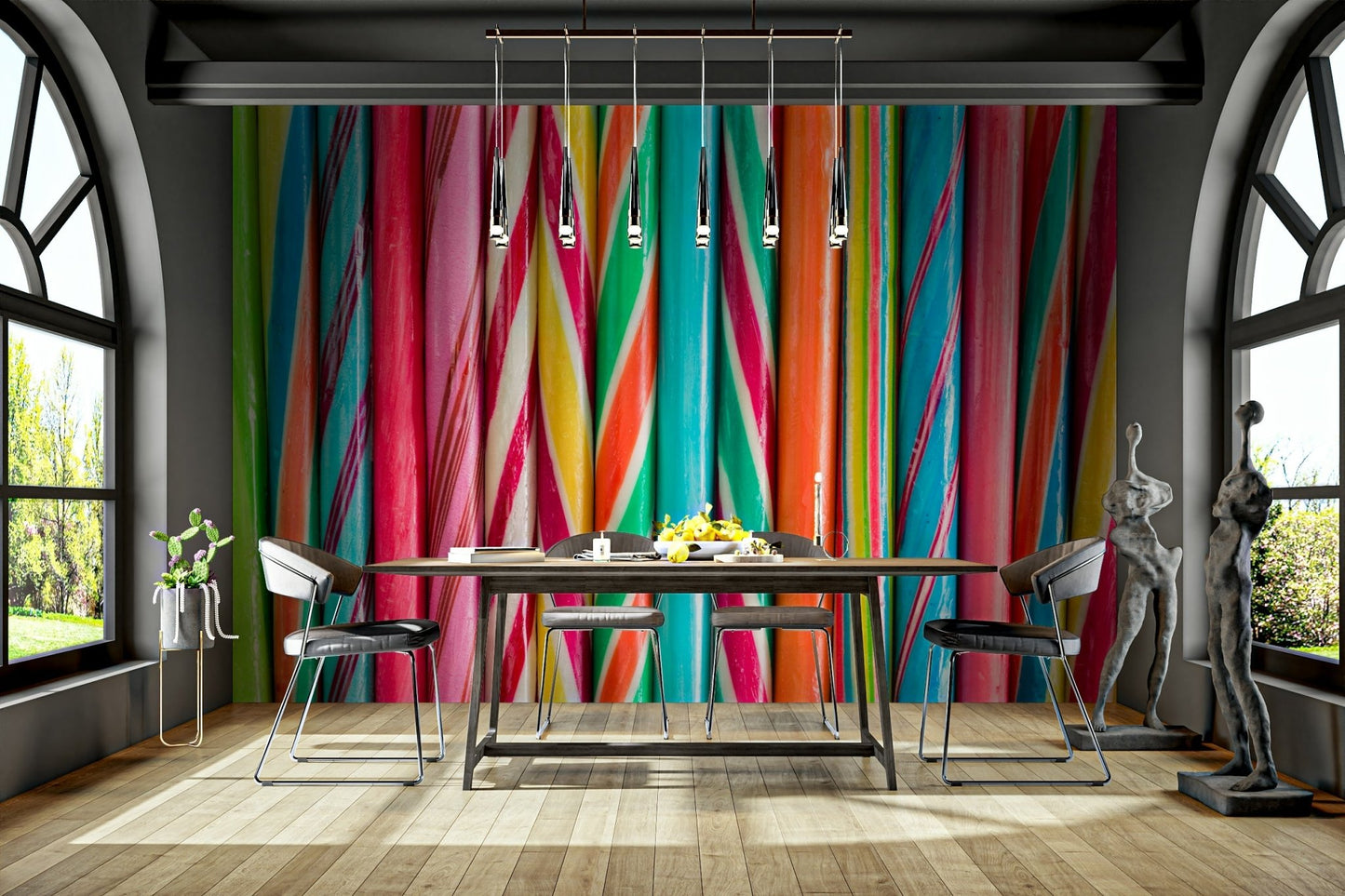 Rock Sweets Wall Mural with a fun, bold candy pattern for kids' rooms., GD1948