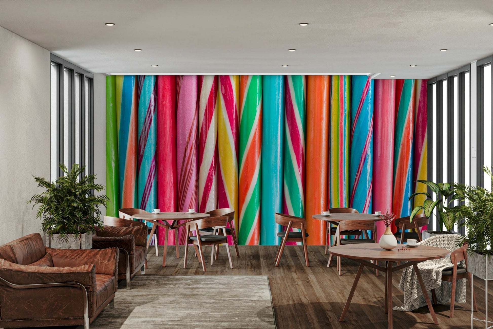 Vibrant and playful candy designs on the Rock Sweets Wall Mural, GD1948