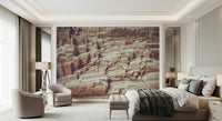Rock Wall Mural feature wall in modern living room.
