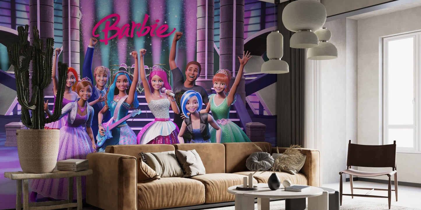 Barbie rockstar princess wall mural for playful spaces
