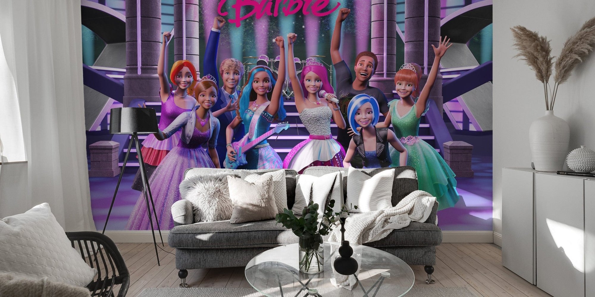 Rockstar Princess Barbie wallpaper mural for kids' rooms, B642