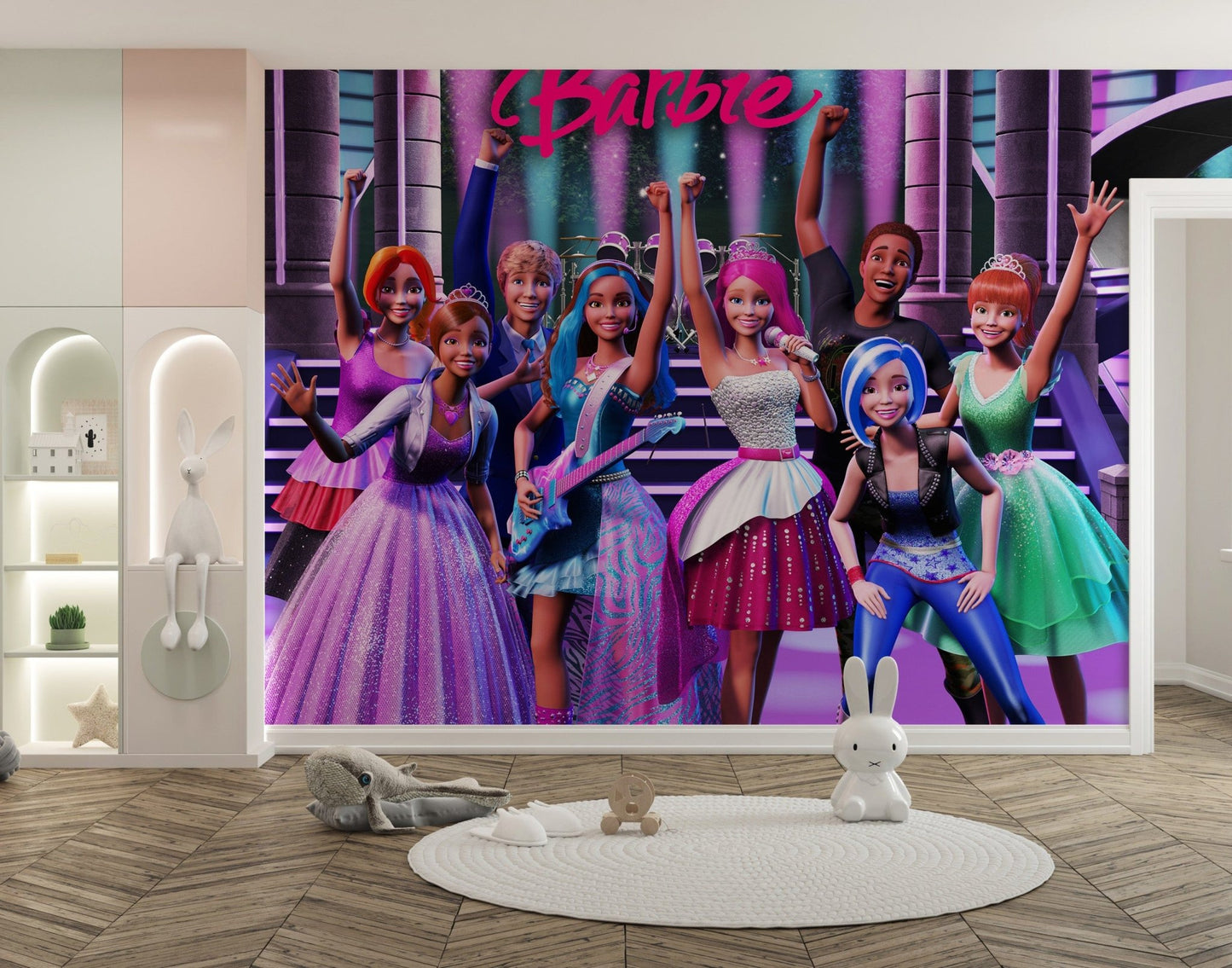 Vibrant rockstar princess Barbie mural for walls
