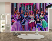 Vibrant rockstar princess Barbie mural for walls
