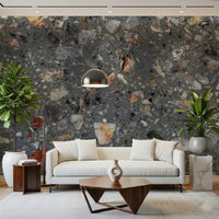 Rocky Grey wall mural showcasing aggregate and marble fragments.