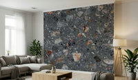 Natural Tile Look wall mural of textured grey terrazzo design.