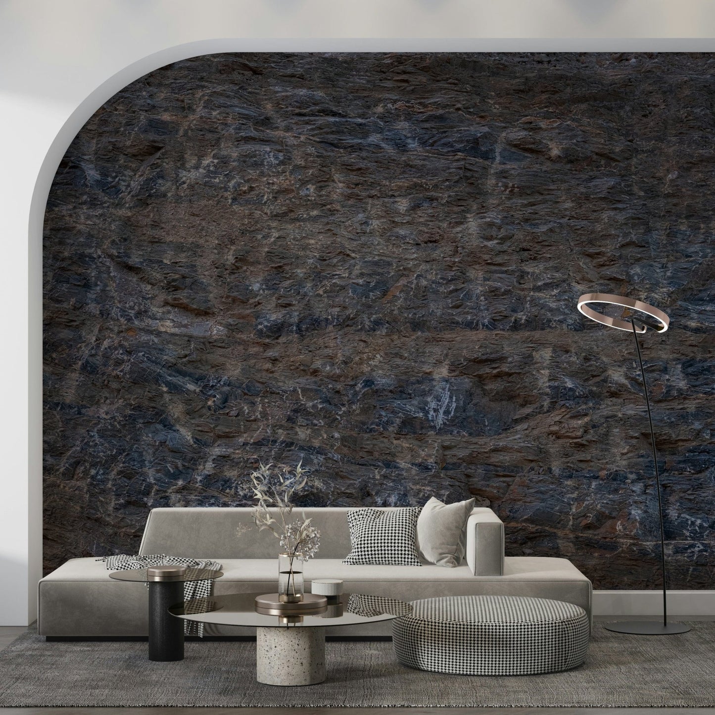 Bedroom with the Rocky Terrain mountain view mural accent wall., GD6145