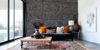 Home office featuring the dramatic stone terrain wallpaper mural., GD6145