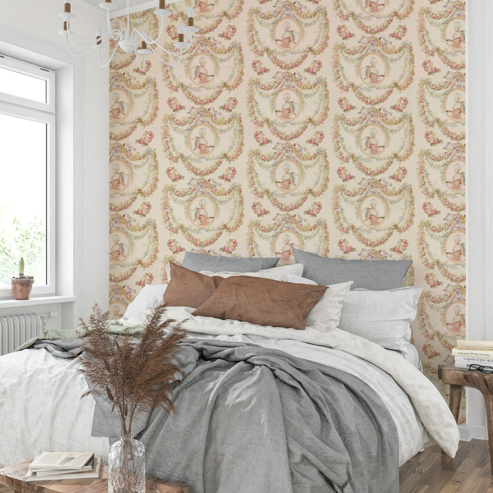 Classic floral pattern wallpaper for interiors

