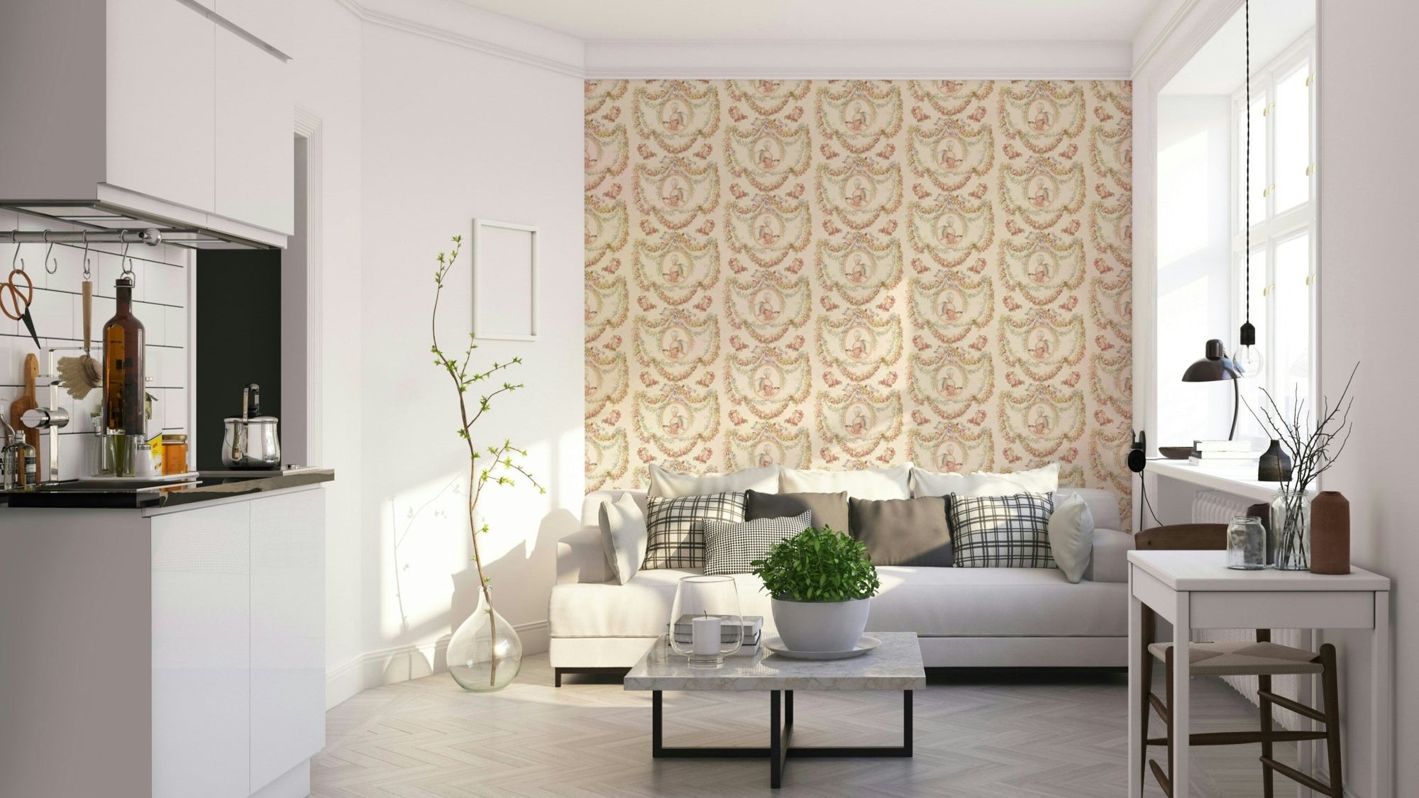 Elegant vintage wall mural with ornate details, GD1465