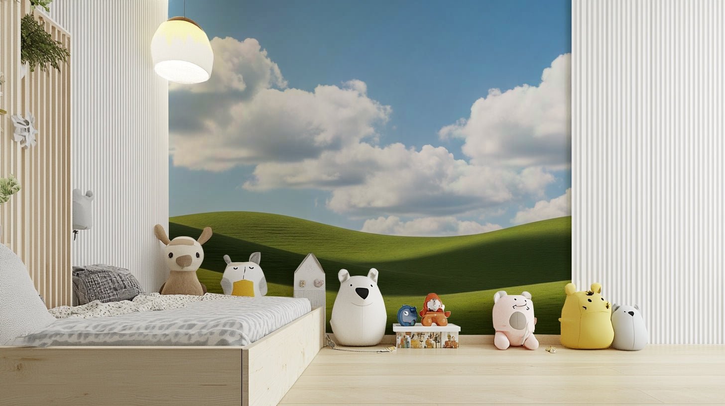 The design features gentle, rolling hills covered in grass.

