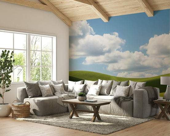A peaceful wall mural with a charming green landscape. GD4191

