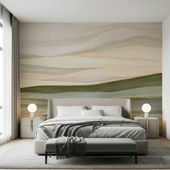 Rolling Horizon abstract landscape with wavy horizontal watercolor layers., GD6787