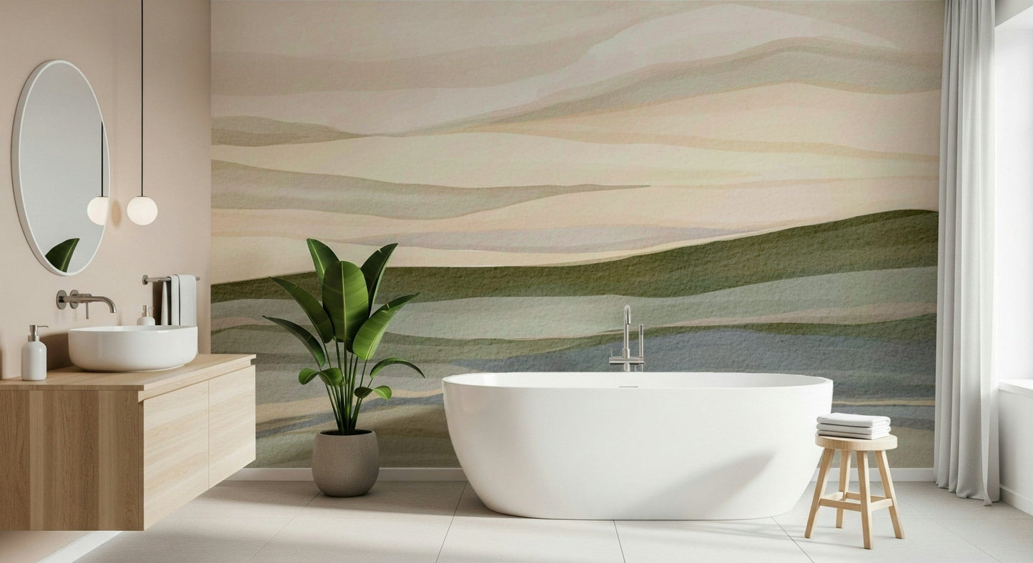 Rolling Horizon relaxing wall mural, a beautiful vista of serene nature.
