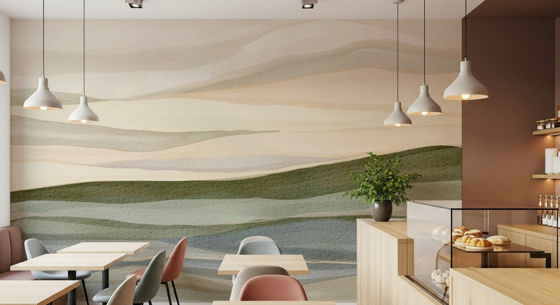Serene Rolling Horizon wallpaper mural, perfect for a peaceful living space.