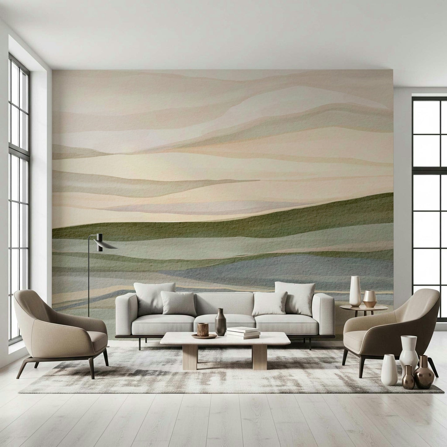 Dusty, subtle Rolling Horizon art for a contemporary wall.