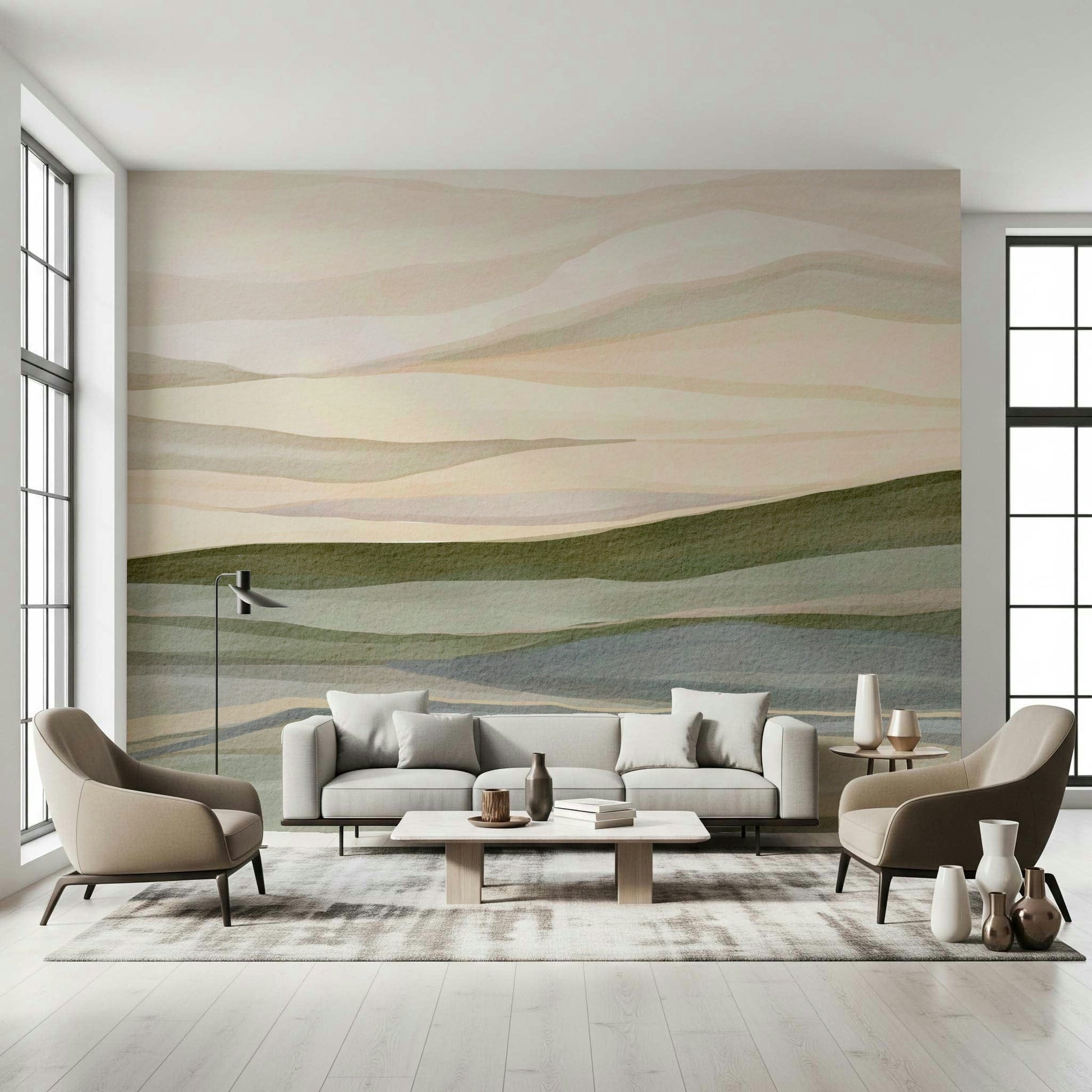 Dusty, subtle Rolling Horizon art for a contemporary wall.