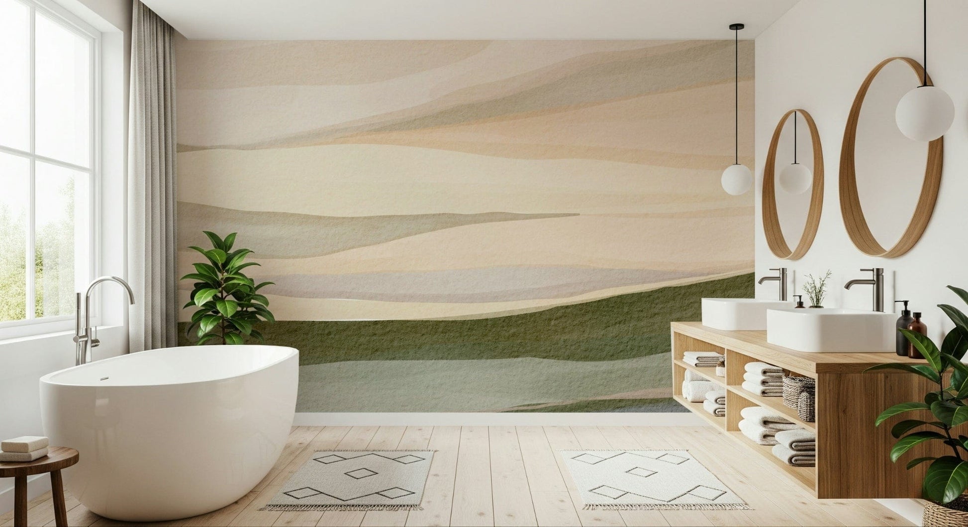 Abstract painting titled Rolling Horizon with gentle, overlapping slopes.