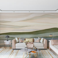 Gentle sloping shapes in an abstract Rolling Horizon watercolor print.