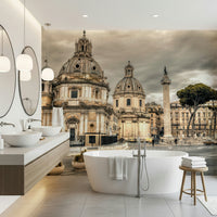 Classical column wallpaper design for a hallway feature.
