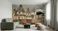Detailed architectural wall mural for a residential space.