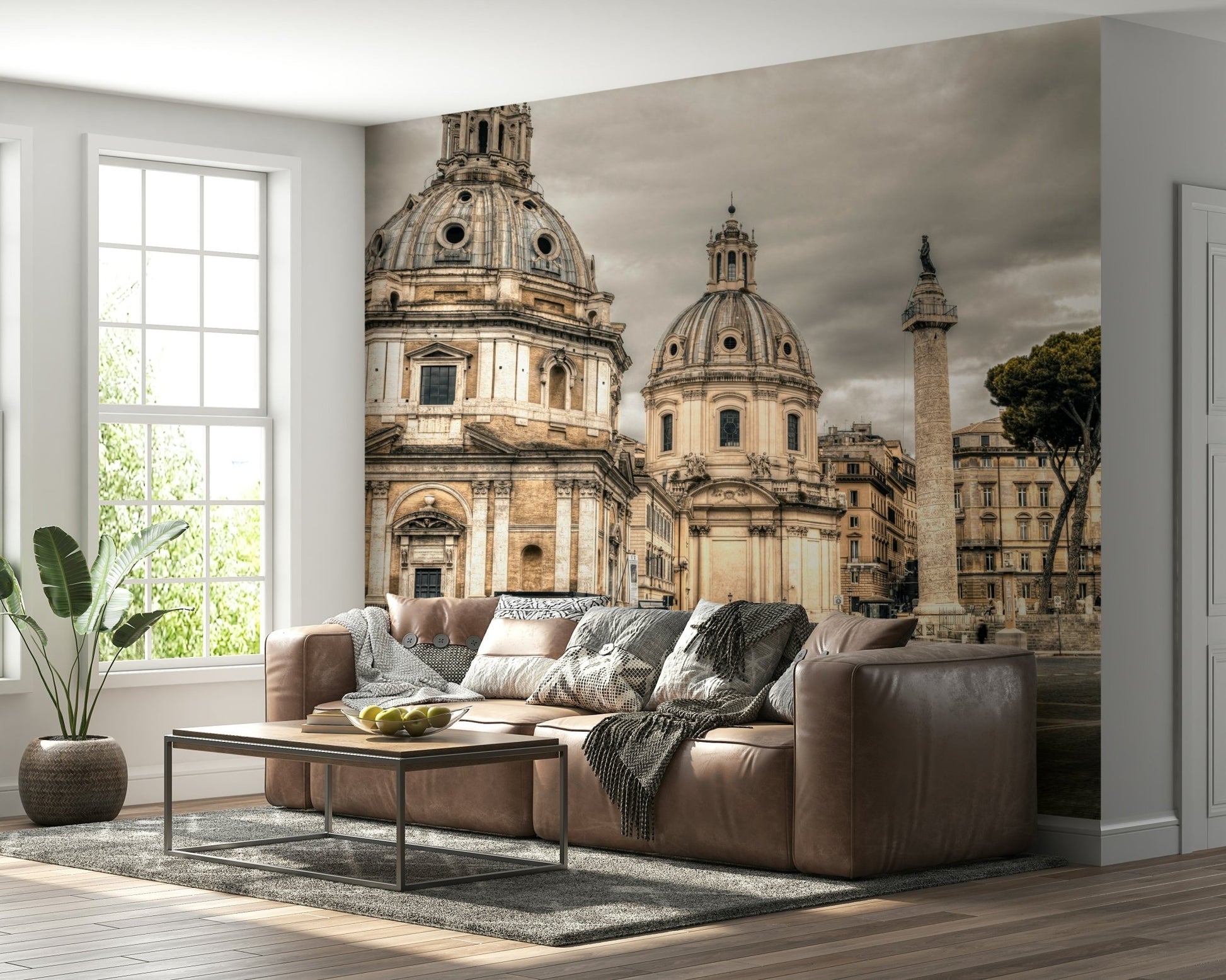 Roman Grandeur wall mural in a luxury living room.