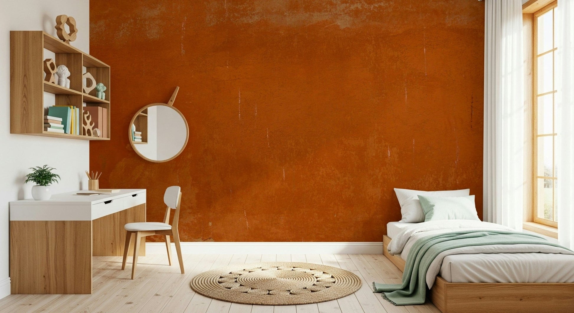 Roman Sall wallpaper, rustic orange clay texture background