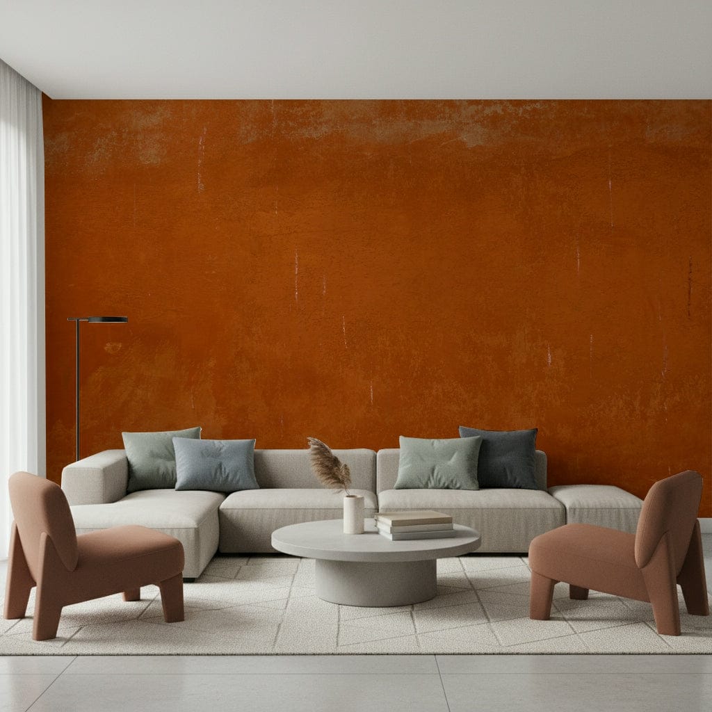 Roman Sall wallpaper, rich warm rust color wall covering