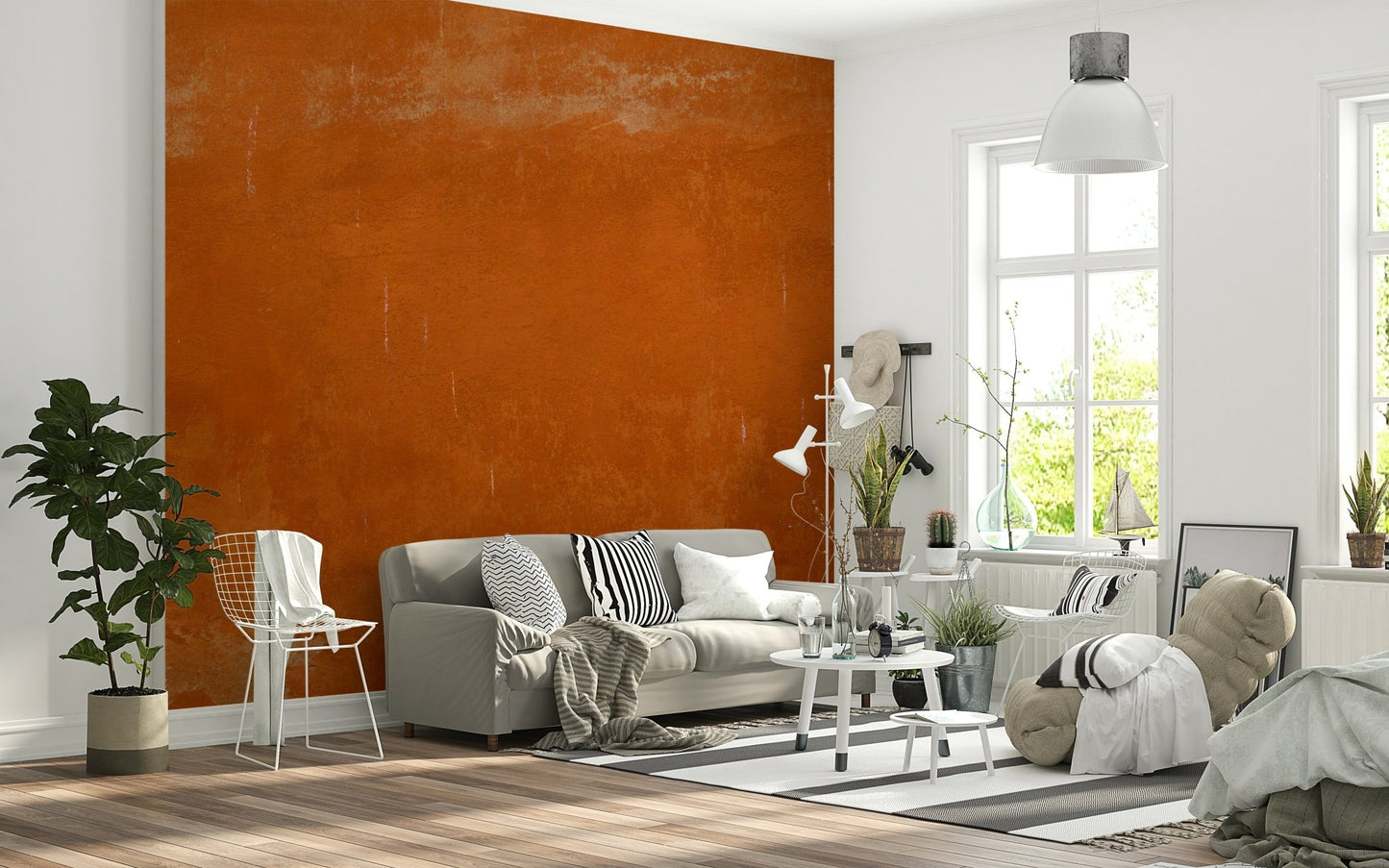 Terra cotta wall mural, distressed earthy plaster surface