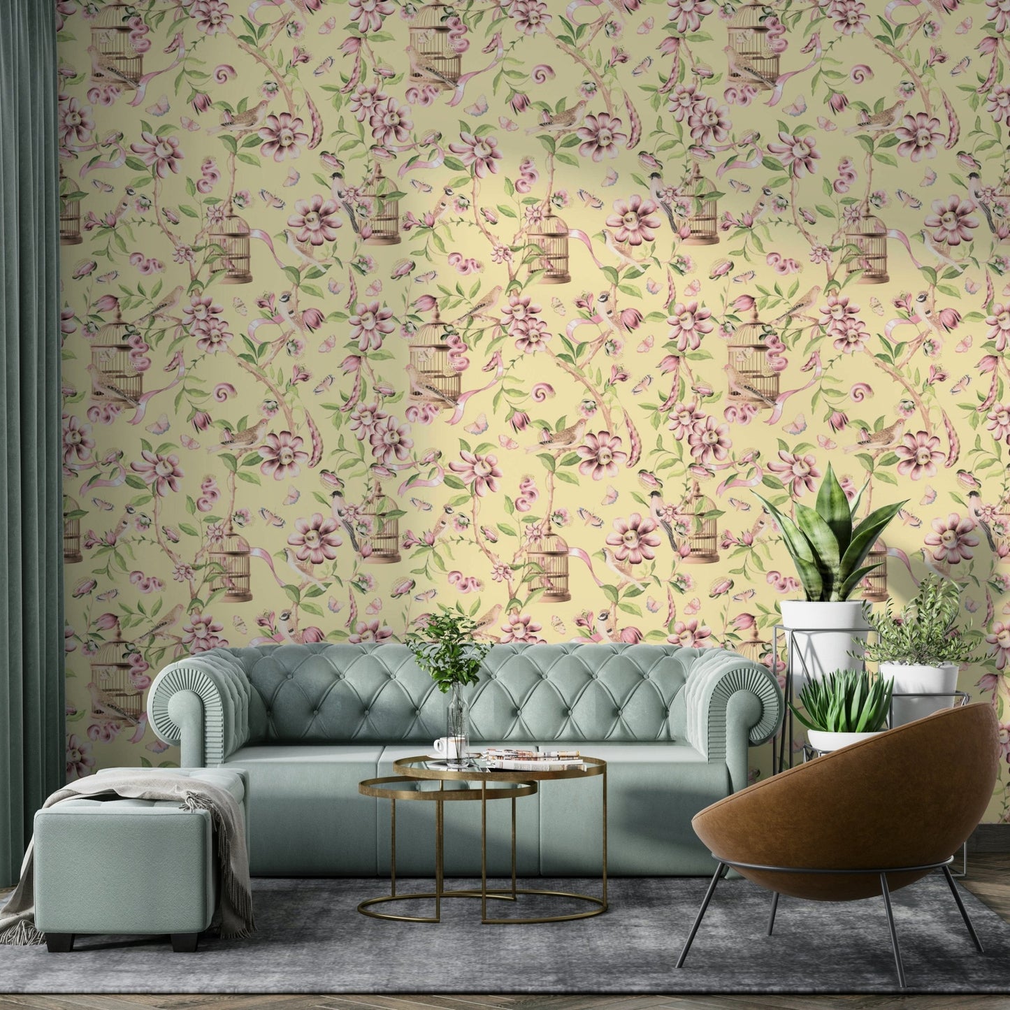 Romantic Chinoiserie Birds Wallpaper for walls

