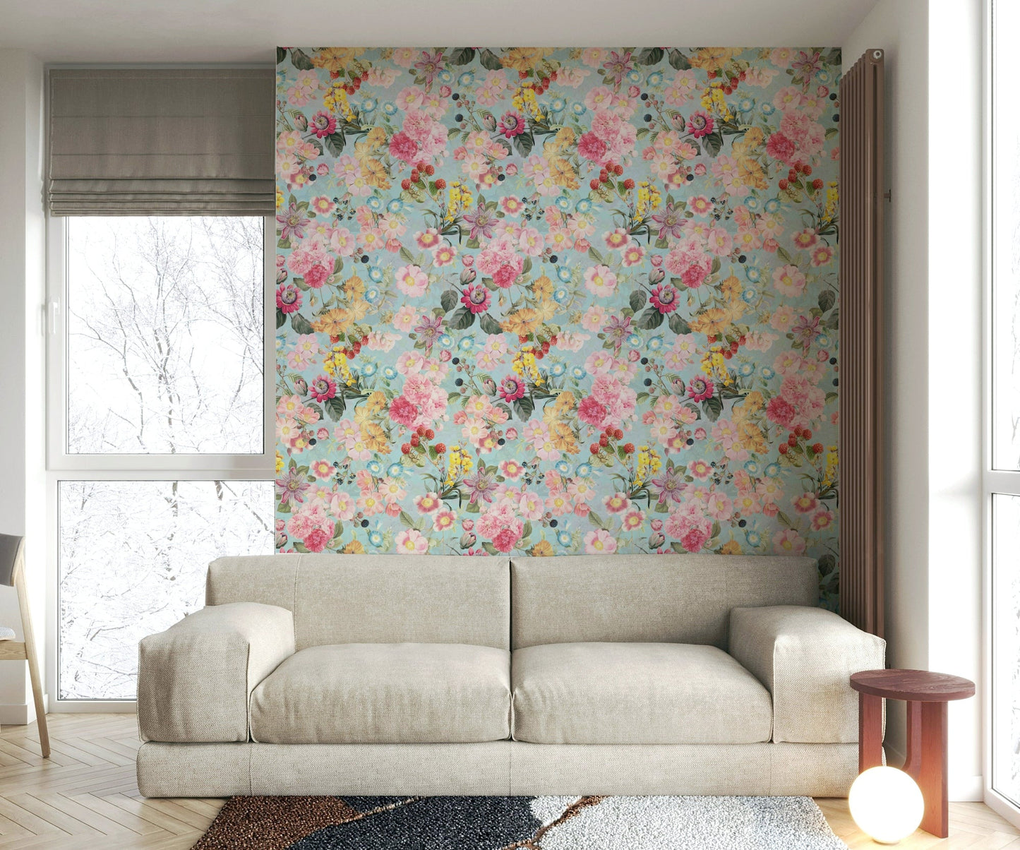 Wallpaper featuring delicate roses and garden motifs

