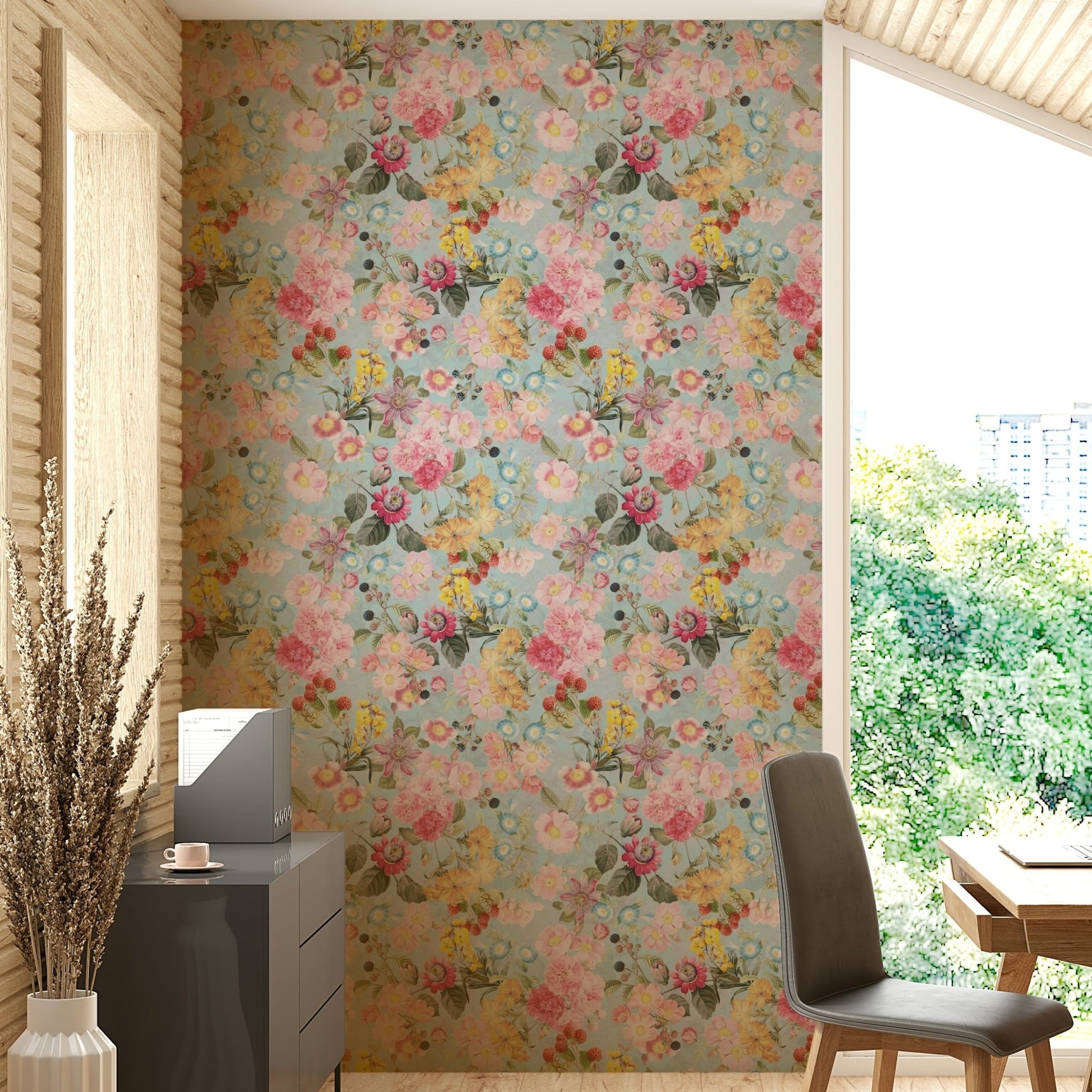Nature-inspired romantic garden wallpaper mural


